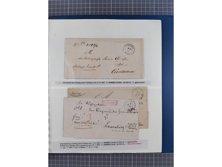 1672/1867, interessante Sammlung “Botenpost und Stempel aus der Preußen-Zeit” mit ca. 120 Briefen und Ganzsachen, dabei u.a. 