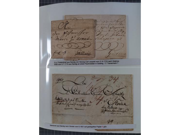 1672/1867, interessante Sammlung “Botenpost und Stempel aus der Preußen-Zeit” mit ca. 120 Briefen und Ganzsachen, dabei u.a. 