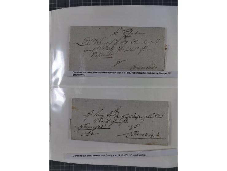 1672/1867, interessante Sammlung “Botenpost und Stempel aus der Preußen-Zeit” mit ca. 120 Briefen und Ganzsachen, dabei u.a. 