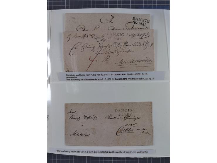 1672/1867, interessante Sammlung “Botenpost und Stempel aus der Preußen-Zeit” mit ca. 120 Briefen und Ganzsachen, dabei u.a. 