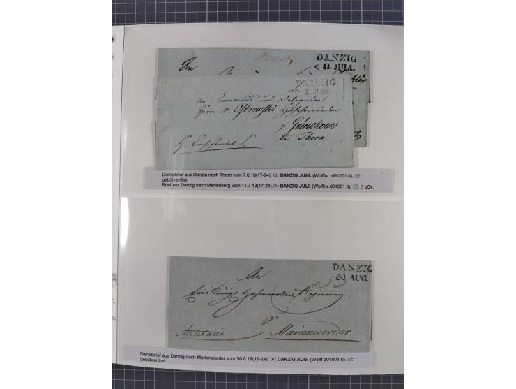 1672/1867, interessante Sammlung “Botenpost und Stempel aus der Preußen-Zeit” mit ca. 120 Briefen und Ganzsachen, dabei u.a. 