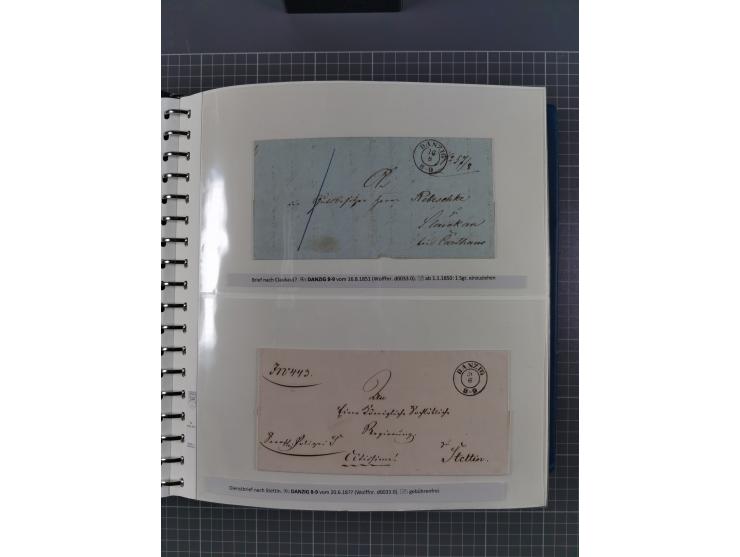 1838/62, interessante Sammlung der Doppelkreis-Stempel von Danzig mit über 90 Briefen, sauber sortiert nach den Varianten nac