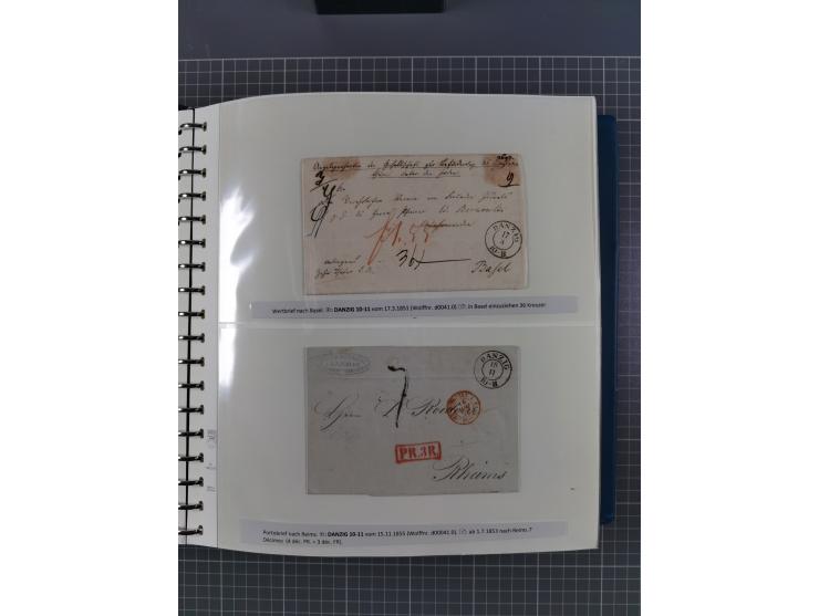 1838/62, interessante Sammlung der Doppelkreis-Stempel von Danzig mit über 90 Briefen, sauber sortiert nach den Varianten nac
