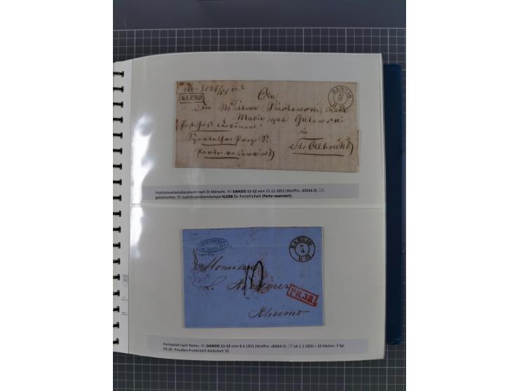 1838/62, interessante Sammlung der Doppelkreis-Stempel von Danzig mit über 90 Briefen, sauber sortiert nach den Varianten nac