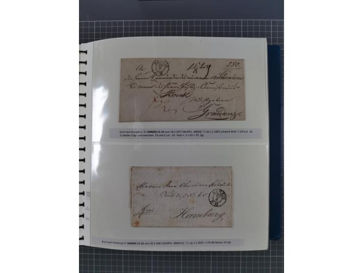 1838/62, interessante Sammlung der Doppelkreis-Stempel von Danzig mit über 90 Briefen, sauber sortiert nach den Varianten nac