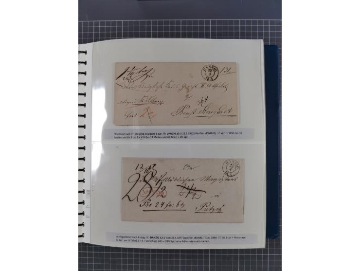 1838/62, interessante Sammlung der Doppelkreis-Stempel von Danzig mit über 90 Briefen, sauber sortiert nach den Varianten nac
