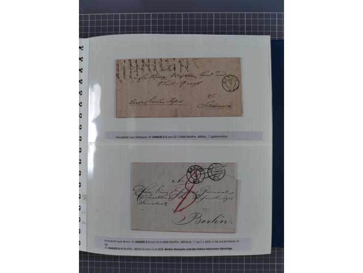 1838/62, interessante Sammlung der Doppelkreis-Stempel von Danzig mit über 90 Briefen, sauber sortiert nach den Varianten nac