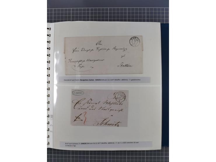 1838/62, interessante Sammlung der Doppelkreis-Stempel von Danzig mit über 90 Briefen, sauber sortiert nach den Varianten nac