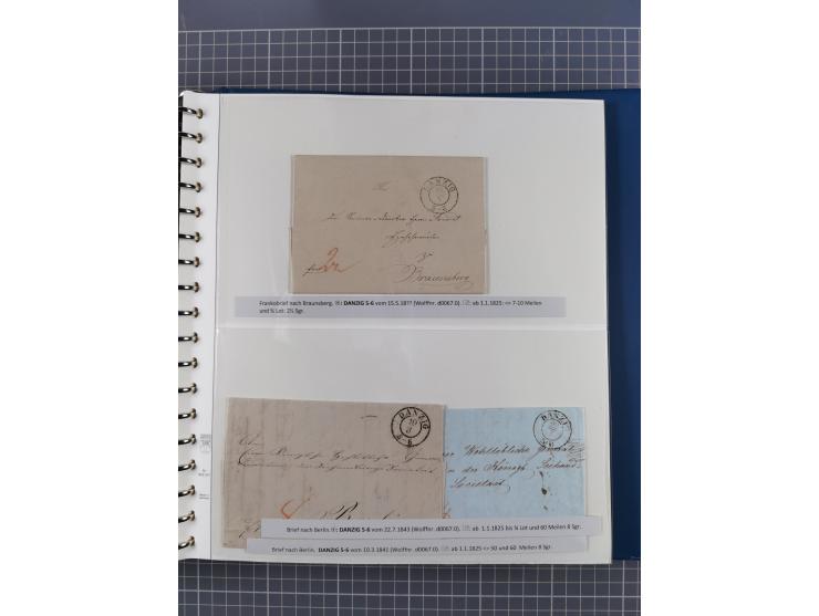 1838/62, interessante Sammlung der Doppelkreis-Stempel von Danzig mit über 90 Briefen, sauber sortiert nach den Varianten nac