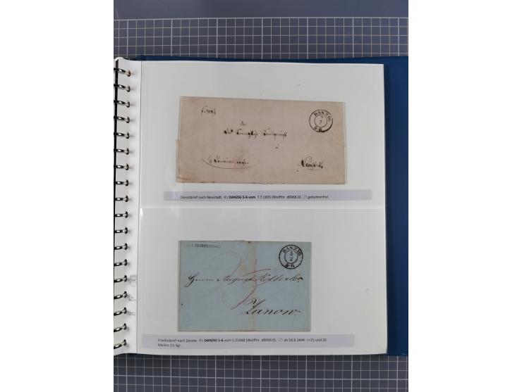 1838/62, interessante Sammlung der Doppelkreis-Stempel von Danzig mit über 90 Briefen, sauber sortiert nach den Varianten nac