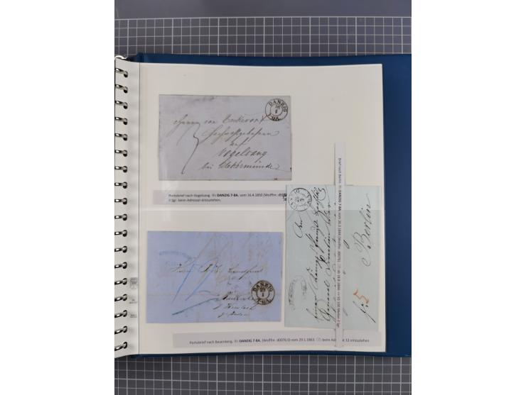 1838/62, interessante Sammlung der Doppelkreis-Stempel von Danzig mit über 90 Briefen, sauber sortiert nach den Varianten nac