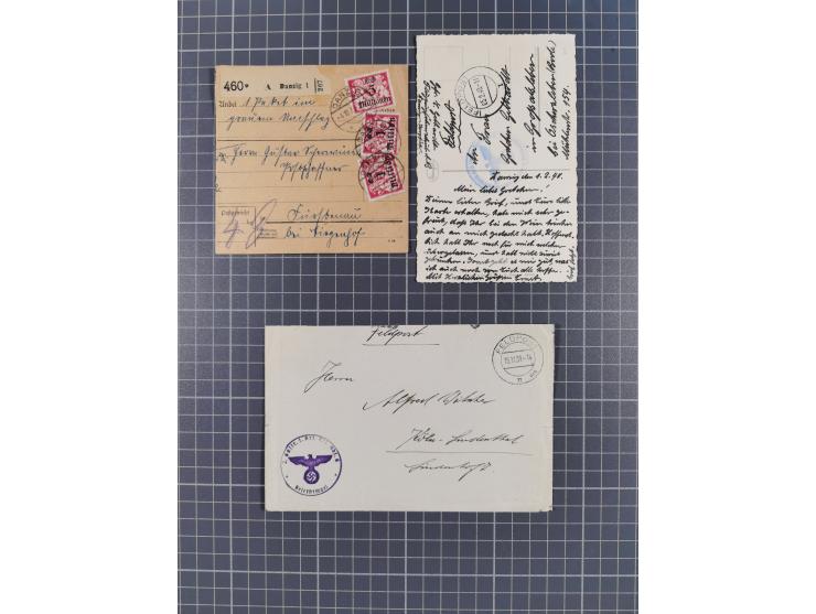 1856/1940, Partie mit 10 besseren Briefen, Karten und Ganzsachen. Dabei u.a. Preußen-GSU mit Zufrankatur und Nummernstempel “