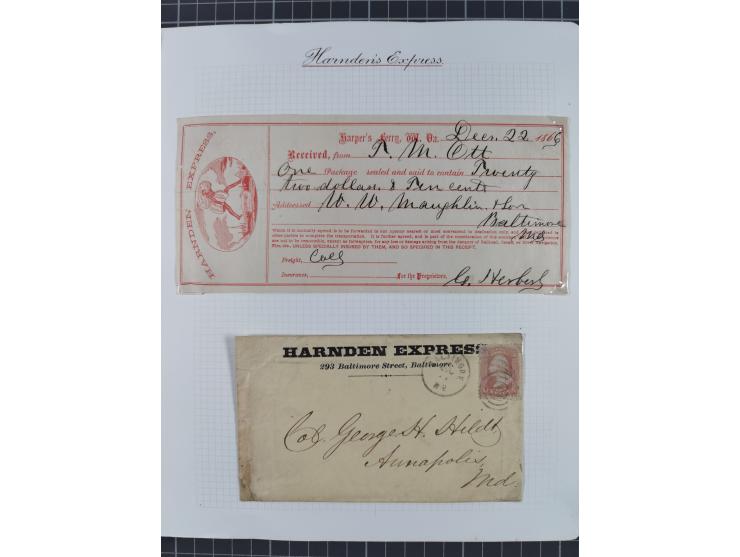 1840/60 (ca.), Harnden Express postal history collection, , neatly-written up on pages, over twenty items beginning with a le