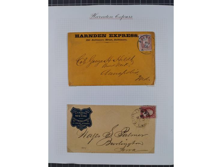 1840/60 (ca.), Harnden Express postal history collection, , neatly-written up on pages, over twenty items beginning with a le