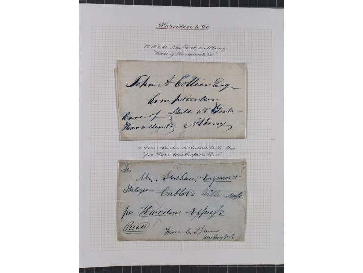 1840/60 (ca.), Harnden Express postal history collection, , neatly-written up on pages, over twenty items beginning with a le