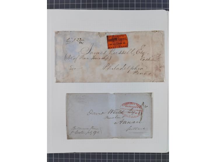 1840/60 (ca.), Harnden Express postal history collection, , neatly-written up on pages, over twenty items beginning with a le