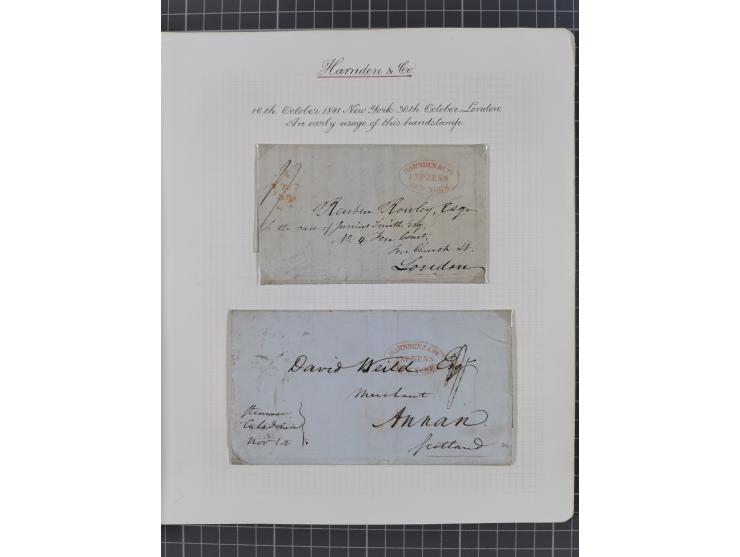 1840/60 (ca.), Harnden Express postal history collection, , neatly-written up on pages, over twenty items beginning with a le