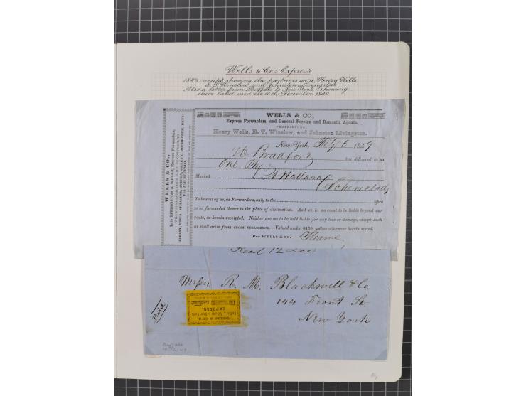 1848/60 (ca.), Eastern Express Companies, just over twenty items, written-up on pages, noting Adams Express Company, New York