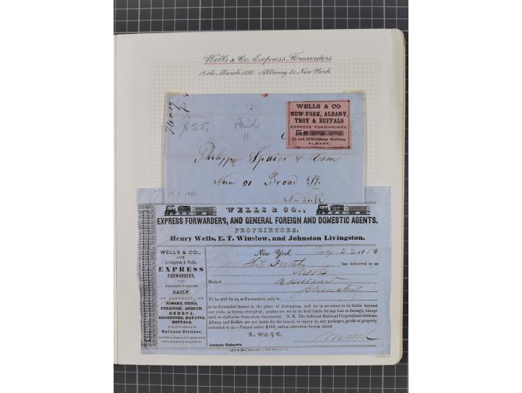 1848/60 (ca.), Eastern Express Companies, just over twenty items, written-up on pages, noting Adams Express Company, New York