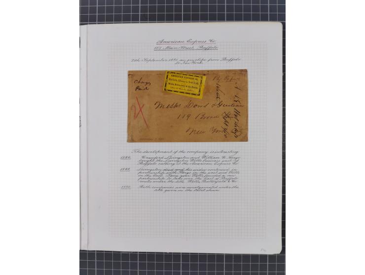 1848/60 (ca.), Eastern Express Companies, just over twenty items, written-up on pages, noting Adams Express Company, New York