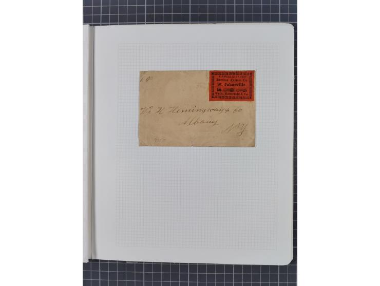 1848/60 (ca.), Eastern Express Companies, just over twenty items, written-up on pages, noting Adams Express Company, New York