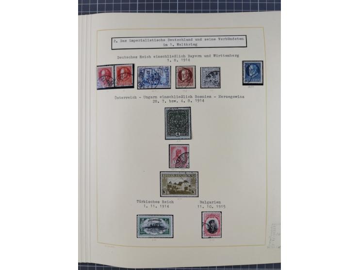 1859/1975 (ca.), postfrische/ungebrauchte und gestempelte Themensammlung “Der imperialistische Weltkrieg 1914/18”, inkl. Kolo