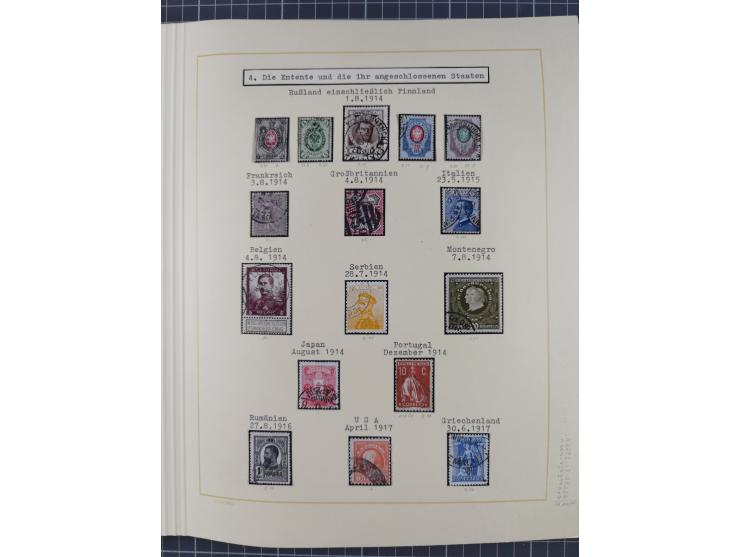 1859/1975 (ca.), postfrische/ungebrauchte und gestempelte Themensammlung “Der imperialistische Weltkrieg 1914/18”, inkl. Kolo