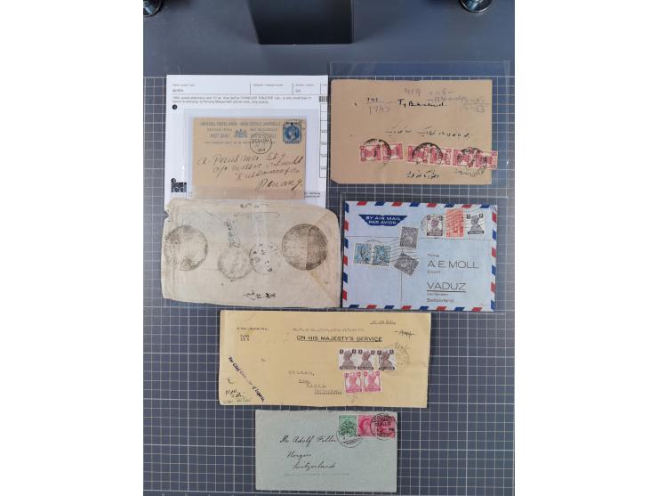 1845/1970, over 100 covers &amp; cards starting pre-philatelic letter with red oval India, Srinagar and Patiala States, regis