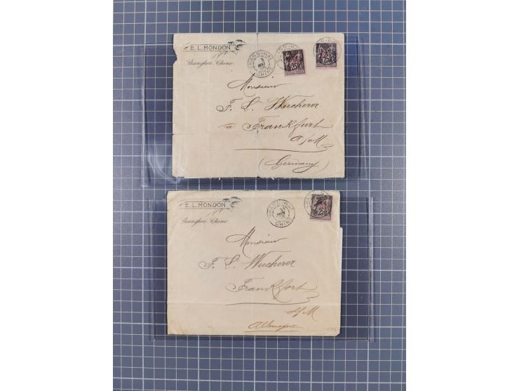 1895/1927, mint never hinged/unused and used group with 4 covers and card, inclduing French Office in Kouang Cheou, slightly 