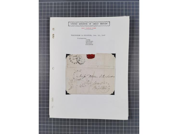 1777/1849, 17 envelopes including red and black bishop marks, No.1 cancellation on penny post envelope Windsor to Brighton, C