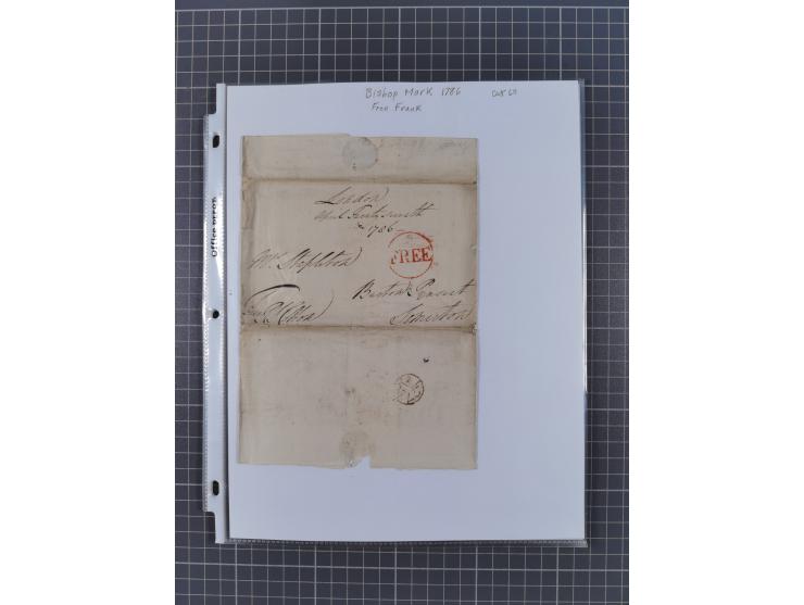 1777/1849, 17 envelopes including red and black bishop marks, No.1 cancellation on penny post envelope Windsor to Brighton, C