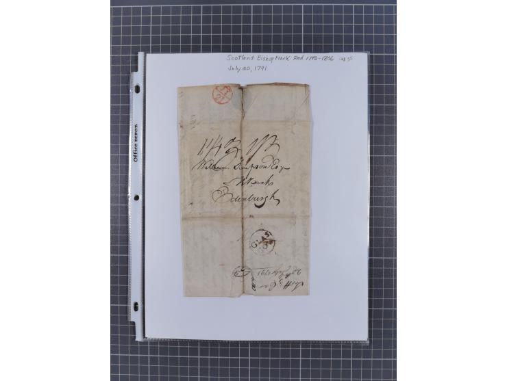 1777/1849, 17 envelopes including red and black bishop marks, No.1 cancellation on penny post envelope Windsor to Brighton, C