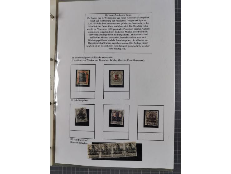 1918/19, interesting, unused/mint never hinged/used collection “Germania overprint issues,” including local issues with bette