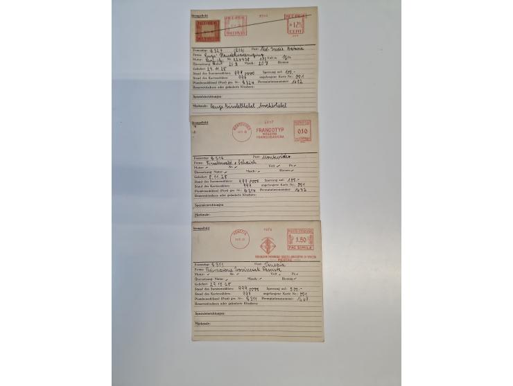 1928/66, over 1000 meter marks as specimen prints on master cards of the “Francotyp” company. Many different countries, inclu