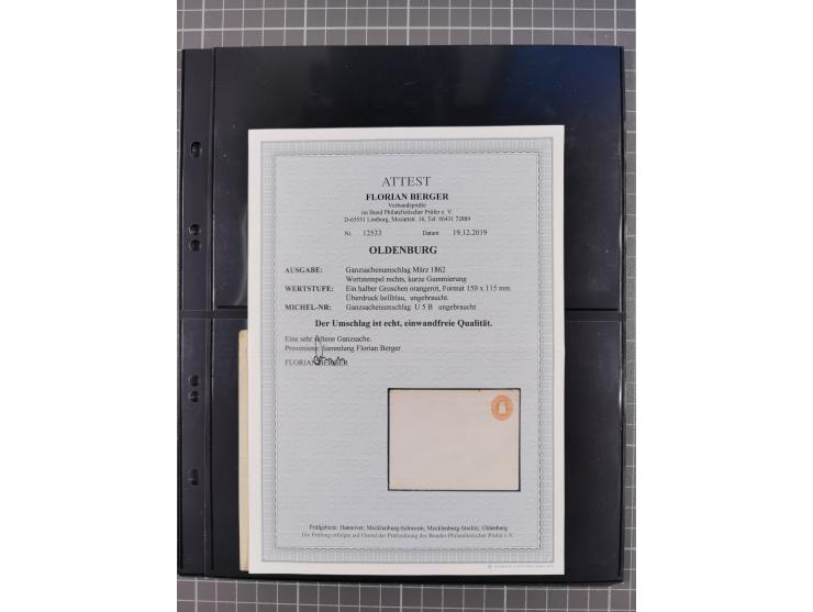 1861/64, kleine Sammlung von zwölf ungebrauchten Ganzsachenumschlag gegen, dabei U2-4B, U2A ND, U5B und U7A. Ein Fotoattest u