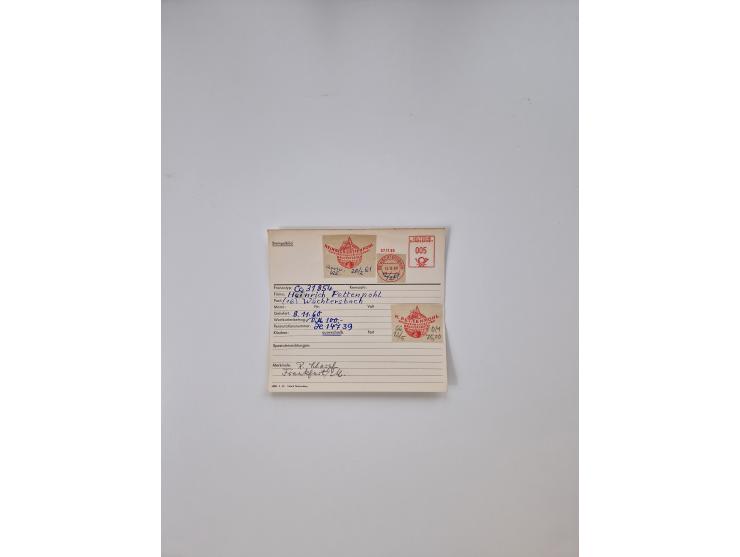 1946/69, umfangreicher Bestand &nbsp;“Absenderfreistempel Muster-Abschläge” auf geschätzt 5000 Stammkarten der Firma “Francot