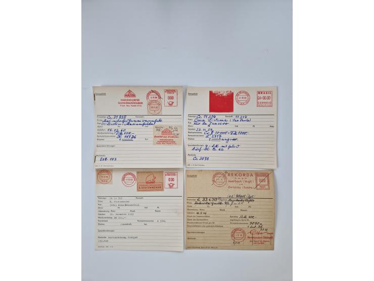 1946/69, umfangreicher Bestand &nbsp;“Absenderfreistempel Muster-Abschläge” auf geschätzt 5000 Stammkarten der Firma “Francot
