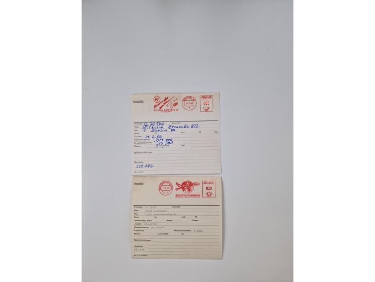 1946/69, umfangreicher Bestand &nbsp;“Absenderfreistempel Muster-Abschläge” auf geschätzt 5000 Stammkarten der Firma “Francot