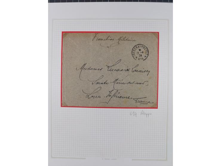 1915/57, 43 covers and cards from ottoman period to first fights, including WWI censor cards from Aleppo and Damas, parcel ca