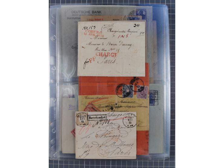 1826/1937 (ca.), umfangreiche Partie mit rund 40 Belegen, inkl. Deutsche Kolonie und WWI Besetzungen, interessante Einzel-, M