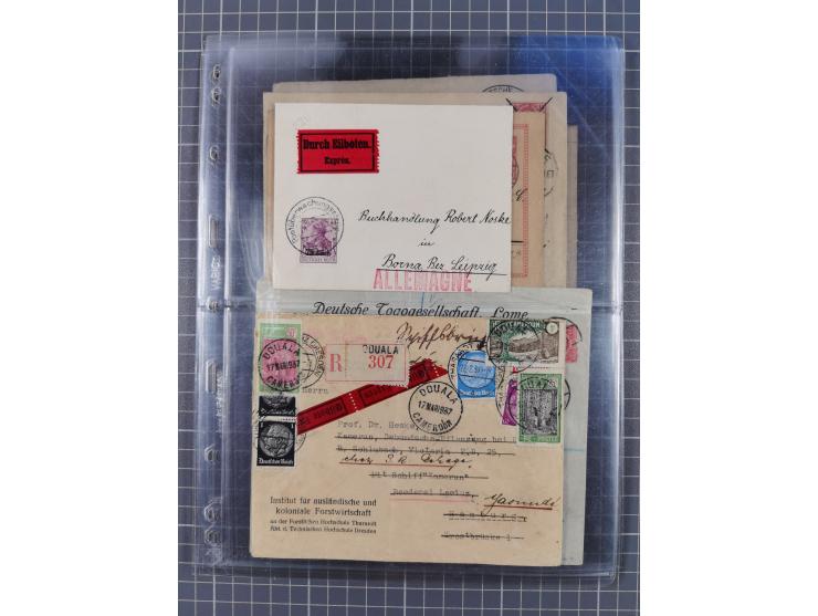 1826/1937 (ca.), umfangreiche Partie mit rund 40 Belegen, inkl. Deutsche Kolonie und WWI Besetzungen, interessante Einzel-, M