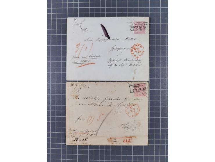 1868/71, 15 Briefe mit Franco-Stempeln, dabei Express-Brief und 11 Kombinationen mit 1 Gr.-Umschlägen