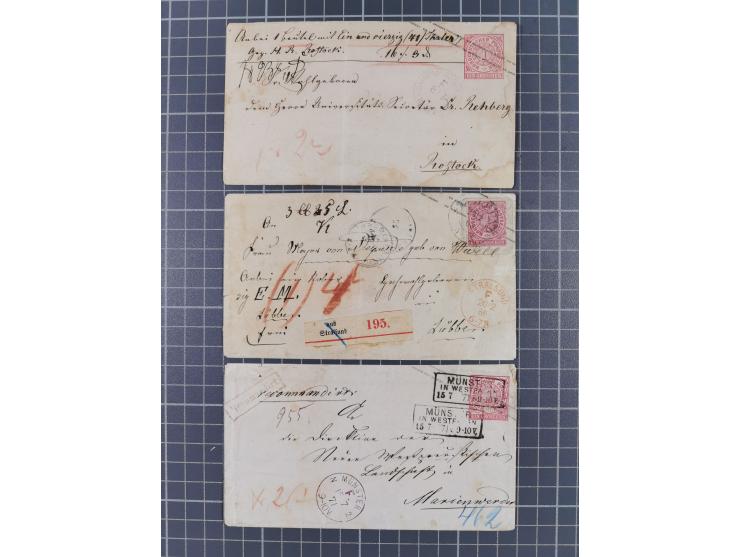 1868/71, 15 Briefe mit Franco-Stempeln, dabei Express-Brief und 11 Kombinationen mit 1 Gr.-Umschlägen