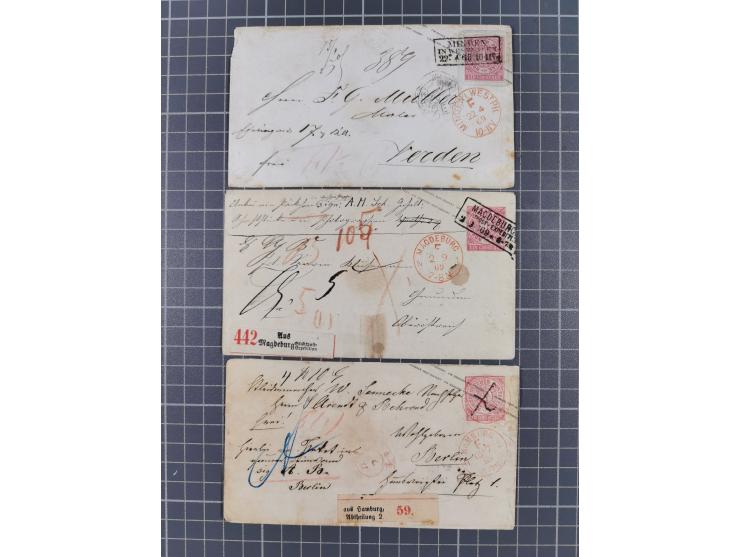 1868/71, 15 Briefe mit Franco-Stempeln, dabei Express-Brief und 11 Kombinationen mit 1 Gr.-Umschlägen