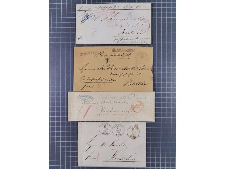 1868/71, 15 Briefe mit Franco-Stempeln, dabei Express-Brief und 11 Kombinationen mit 1 Gr.-Umschlägen