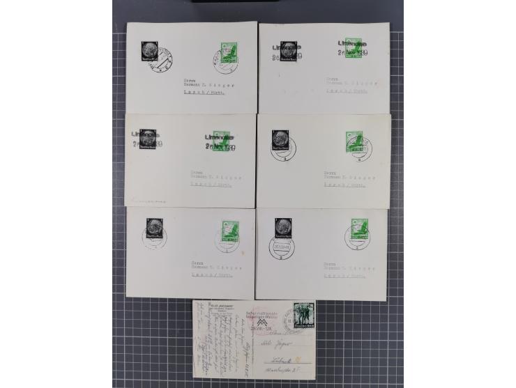 1709/1950, über 130 Briefe, Karten und Ganzsachen mit früher Botenpost, ca. 35 KZ- und Ghettopost-Belege mit u.a. zwei Karten