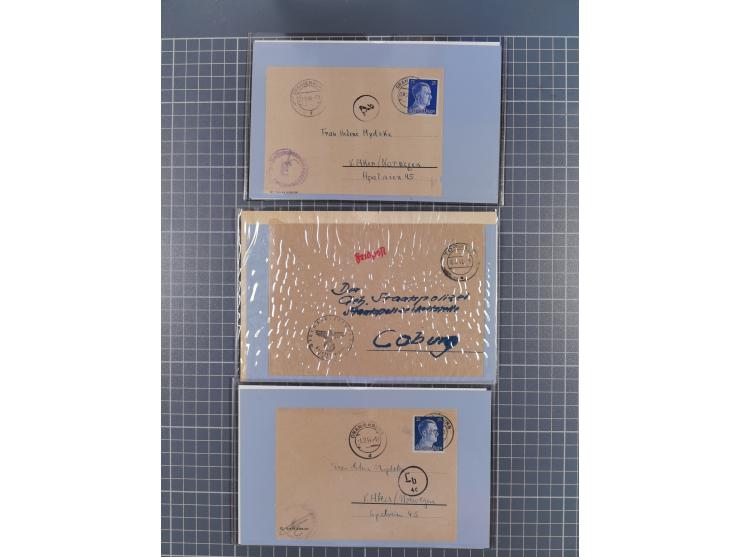 1709/1950, über 130 Briefe, Karten und Ganzsachen mit früher Botenpost, ca. 35 KZ- und Ghettopost-Belege mit u.a. zwei Karten
