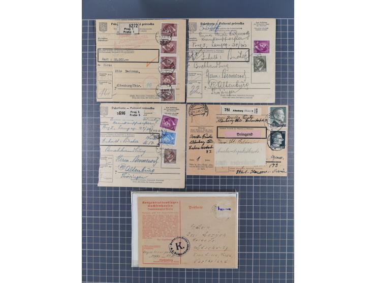 1709/1950, über 130 Briefe, Karten und Ganzsachen mit früher Botenpost, ca. 35 KZ- und Ghettopost-Belege mit u.a. zwei Karten