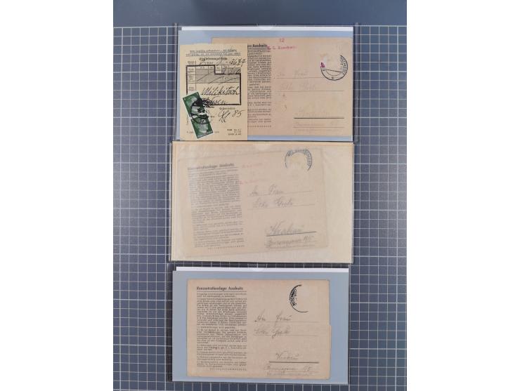 1709/1950, über 130 Briefe, Karten und Ganzsachen mit früher Botenpost, ca. 35 KZ- und Ghettopost-Belege mit u.a. zwei Karten