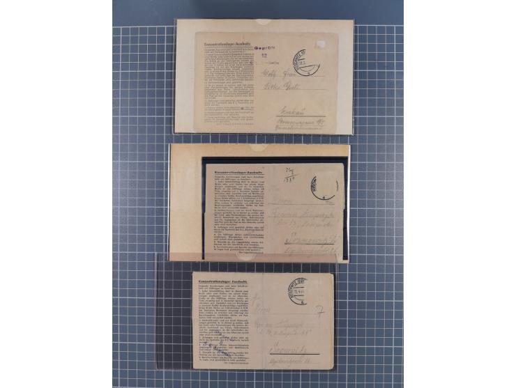 1709/1950, über 130 Briefe, Karten und Ganzsachen mit früher Botenpost, ca. 35 KZ- und Ghettopost-Belege mit u.a. zwei Karten